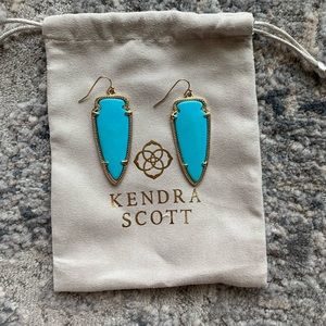 Kendra Scott Large Arrowhead Earrings in Turquoise and Gold